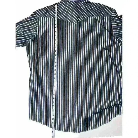 Vintage Holt Western Long Sleeve Shirt Men's Blue Stripe Pearl Snaps Size XL - Picture 6 of 6